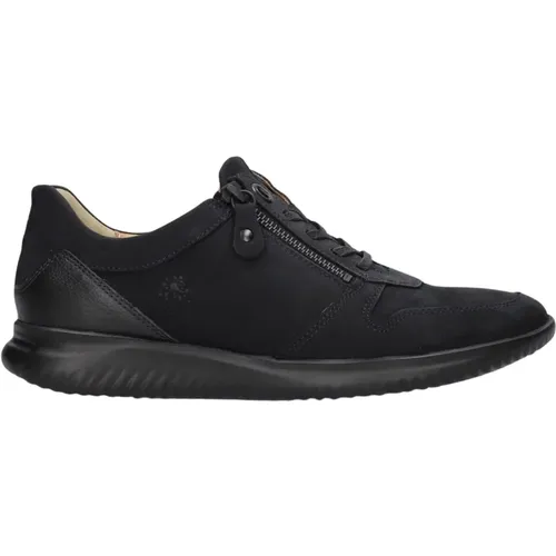 Schwarze Nubuk Reißverschluss Sneakers , Damen, Größe: 38 1/2 EU - Hartjes - Modalova