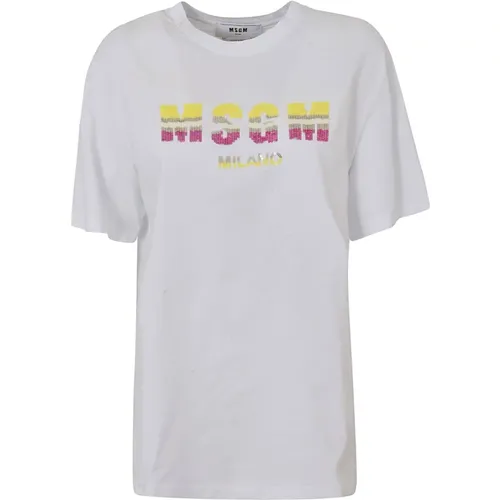 T-Shirt , Damen, Größe: S - MSGM - Modalova