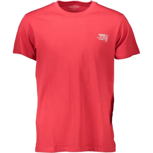 Rotes Baumwoll-T-Shirt mit Druck - Guess - Modalova