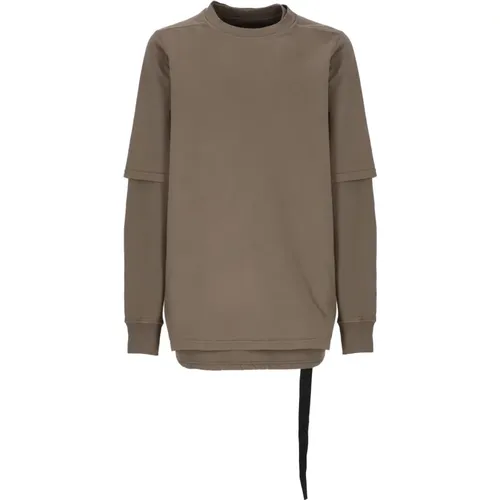 Brauner Baumwollpullover Oversize Rundhalsausschnitt , Herren, Größe: L - Rick Owens - Modalova