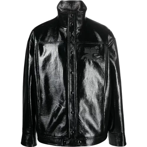 Leather Jacket with Button Closure , male, Sizes: M - Courrèges - Modalova
