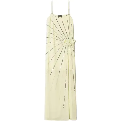 Langes Georgette-Kleid mit Stickerei , Damen, Größe: M - Twinset - Modalova