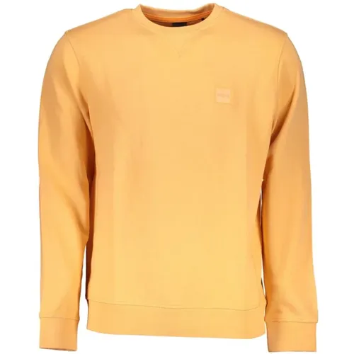 Oranger Baumwoll-Sweatshirt mit Applikationslogo , Herren, Größe: XL - Hugo Boss - Modalova