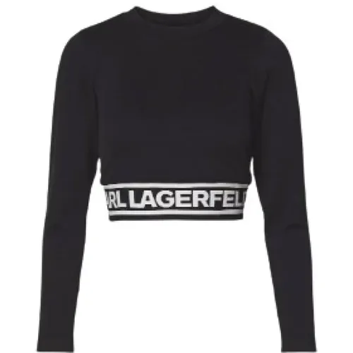 Stilvolle Schwarze Leder Umhängetasche , Damen, Größe: M - Karl Lagerfeld - Modalova