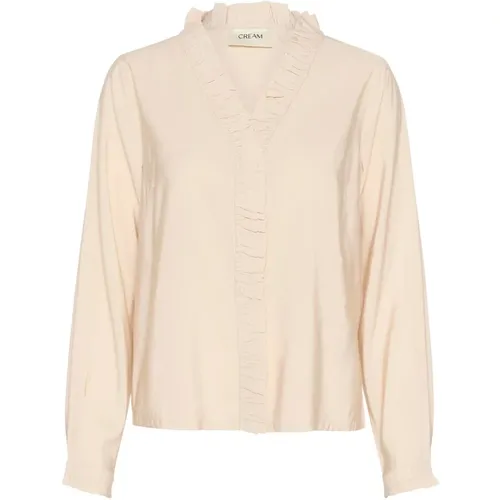 Feminine Bluse mit Rüschen-Details , Damen, Größe: XS - Cream - Modalova