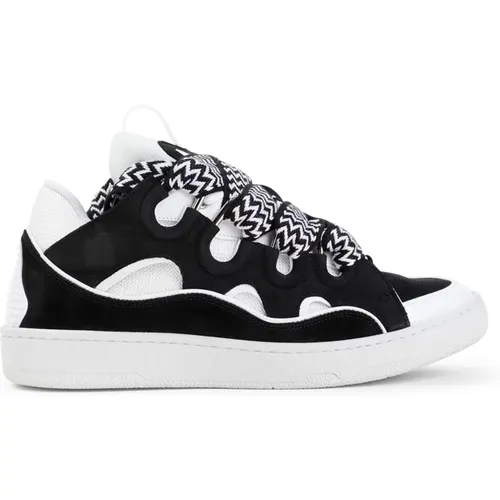 Suede Sneakers with Perforated Details , male, Sizes: 9 UK - Lanvin - Modalova