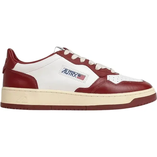 Burgundy Detail Sneakers , male, Sizes: 9 UK - Autry - Modalova