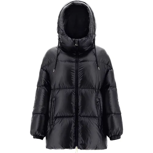 Schwarze Daunenjacke mit seitlichem Reißverschluss - Herno - Modalova