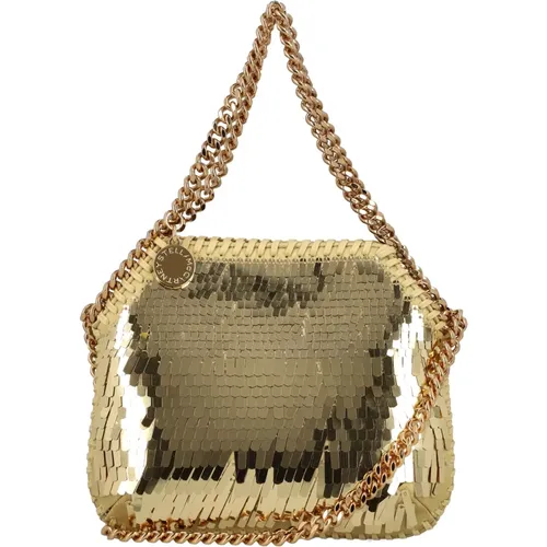 Gold Sequin Mini Shoulder Bag , female, Sizes: ONE SIZE - Stella Mccartney - Modalova
