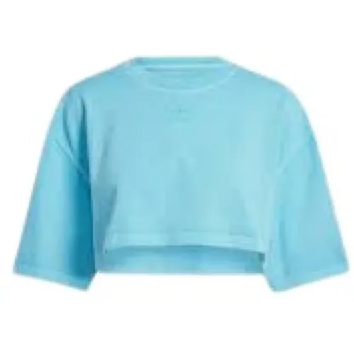 Himmelblaues Damen T-Shirt Sporty Chic , Damen, Größe: L - adidas Originals - Modalova