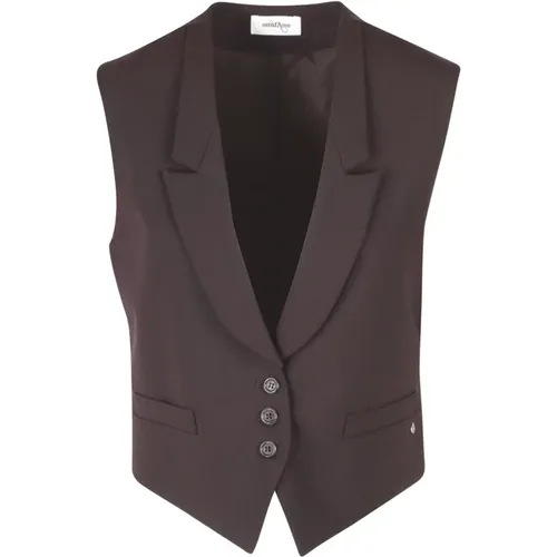 Sleeveless Twill Vest with V-Neck , female, Sizes: 2XS - Ottod'Ame - Modalova