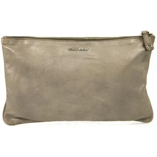 Leather Clutch Bag , female, Sizes: ONE SIZE - Miu Miu Pre-owned - Modalova