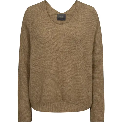 Luxuriöser V-Ausschnitt Strickpullover Tannin - MOS MOSH - Modalova