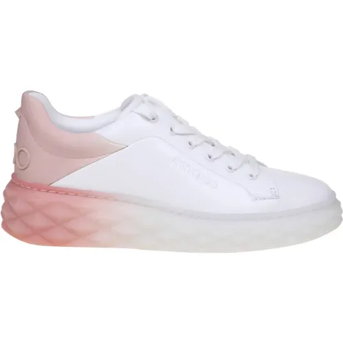 Diamond Maxi Sneakers aus weißem und pinkem Leder , Damen, Größe: 36 EU - Jimmy Choo - Modalova