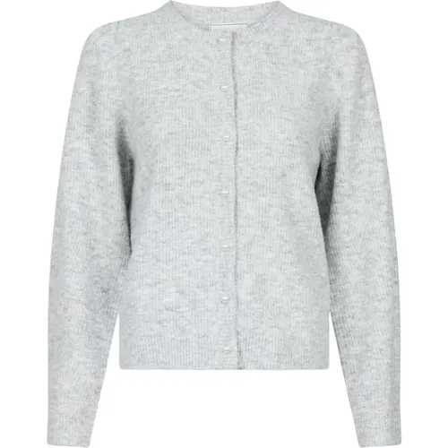 Strickjacke - Hellgrau Melange , Damen, Größe: M - NEO NOIR - Modalova