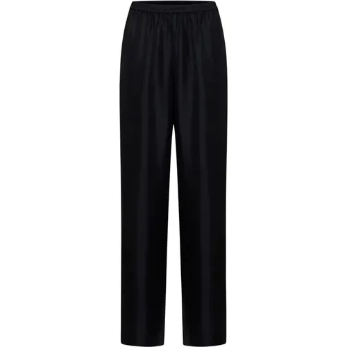 Silk Satin High-Waisted Trousers , female, Sizes: XS - Loulou Studio - Modalova