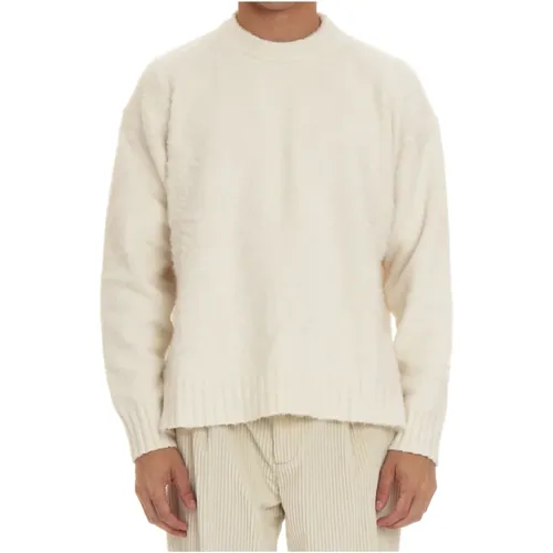 Oversized Baumwollpullover mit Schlitzen , Herren, Größe: M - Roberto Collina - Modalova