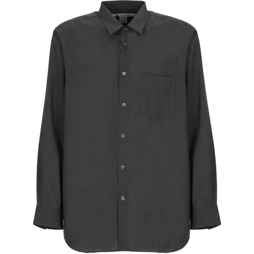 Grey Wool Shirt with Collar and Flared Hem , male, Sizes: M - Comme des Garçons - Modalova