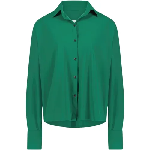 Elegante Grüne Technische Jersey Bluse - Jane Lushka - Modalova