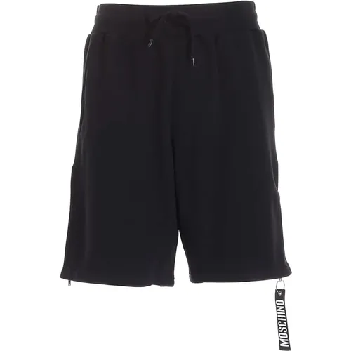 Schwarze Bermuda Shorts mit Reißverschlussdetails - Moschino - Modalova