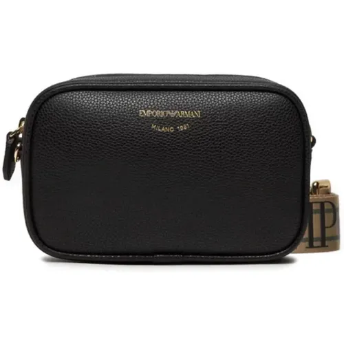 Schwarze Mini Tasche mit Verstellbarem Riemen und Logo Schriftzug - Emporio Armani - Modalova