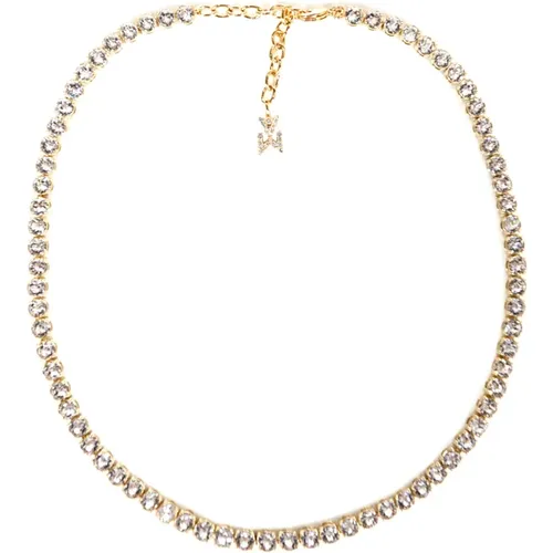 Goldenes Tennis Halskette mit Monogramm-Anhänger - Amina Muaddi - Modalova