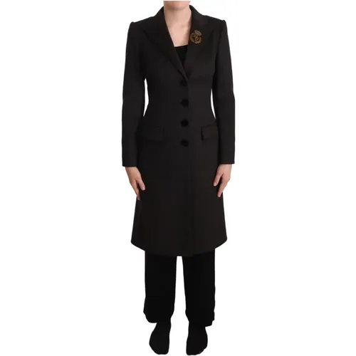 Wool Cashmere Crest Coat , female, Sizes: 3XS - Dolce & Gabbana - Modalova
