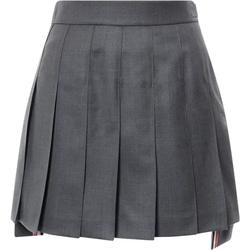 Grey Wool Skirt with Asymmetric Bottom , female, Sizes: S - Thom Browne - Modalova