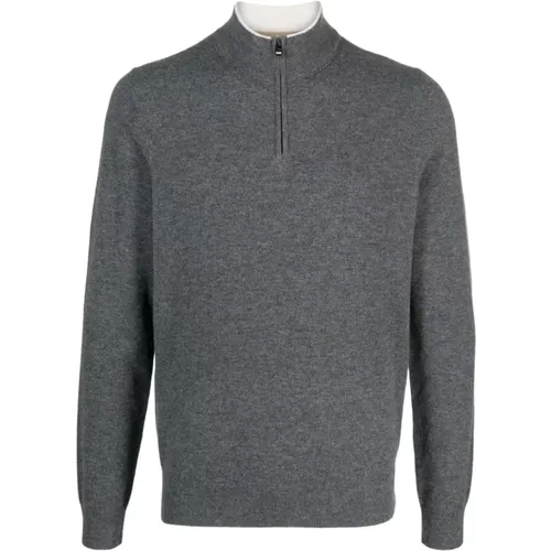 Herren Pullover mit Reißverschlusskragen und gesticktem Logo , Herren, Größe: L - Hugo Boss - Modalova