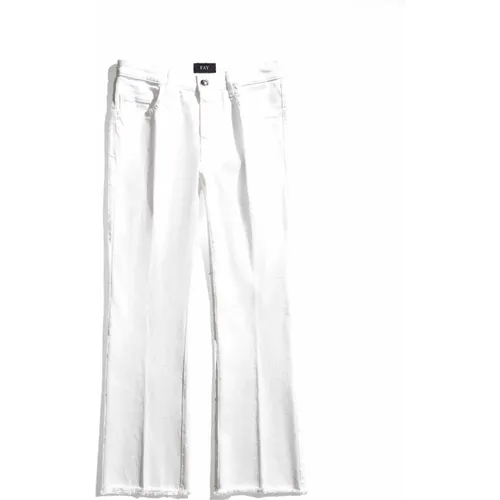 Skinny Cotton Trousers Frayed Hem , female, Sizes: W29, W30, W27, W31, W28, W26 - Fay - Modalova