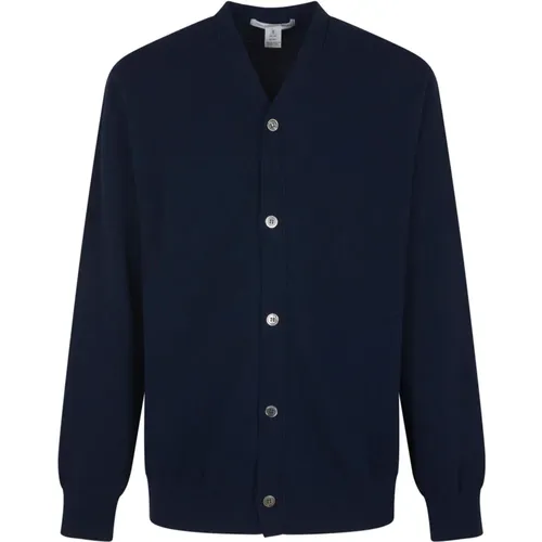 Blauer Strick Cardigan Pullover , Herren, Größe: M - Comme des Garçons - Modalova