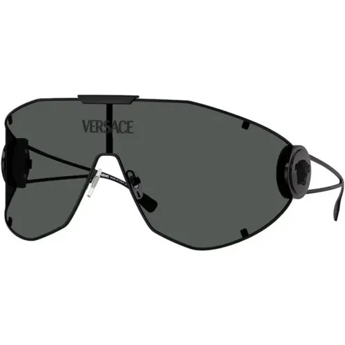 Stylish Sunglasses with Dark Grey Lenses , unisex, Sizes: 42 MM - Versace - Modalova