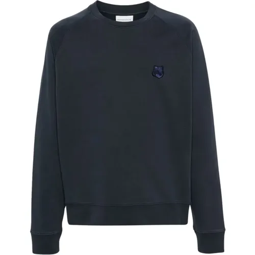 Signatur Fuchsmotiv Crew Neck Pullover , Herren, Größe: M - Maison Kitsuné - Modalova