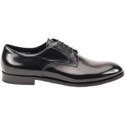 Schwarze Leder Derby Schuhe , Herren, Größe: 42 1/2 EU - Doucal's - Modalova