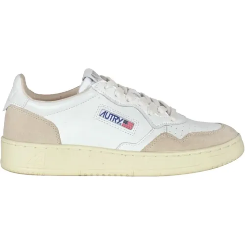 Leather and suede sneakers with logo , female, Sizes: 4 UK - Autry - Modalova