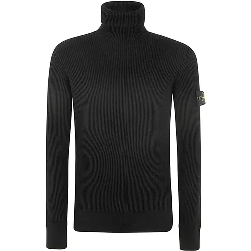 Schwarzer Turtle Neck Jumper , Herren, Größe: M - Stone Island - Modalova