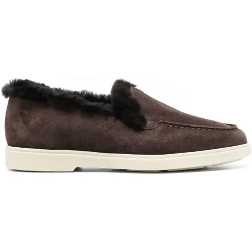 Cedar Tonal-Stitching Leather Loafers , female, Sizes: 6 1/2 UK - Santoni - Modalova