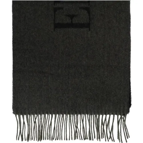 Wool scarf with logo , male, Sizes: ONE SIZE - Emporio Armani - Modalova