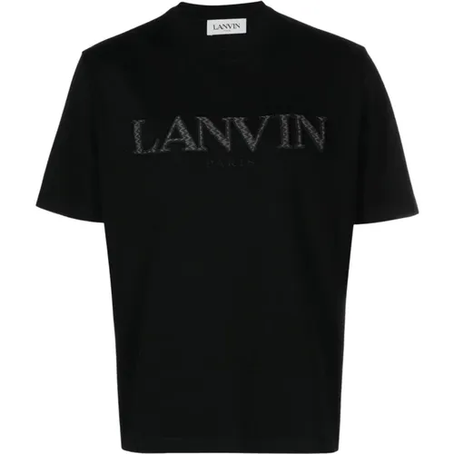 Schwarz Weiß Curb Tee-Shirt , Herren, Größe: S - Lanvin - Modalova