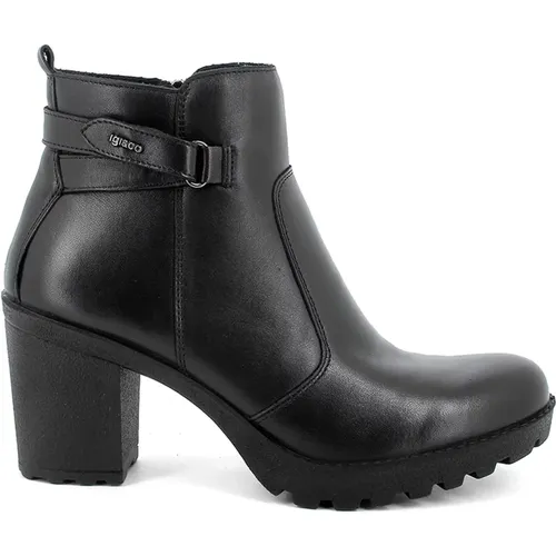 Leather Ankle Boots with Ankle Strap , female, Sizes: 6 UK, 5 UK, 8 UK - IGI&Co - Modalova