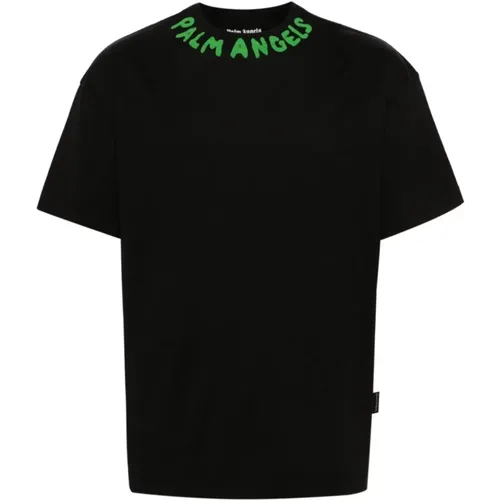 Schwarzes Logo Crew Neck T-shirt , Herren, Größe: M - Palm Angels - Modalova
