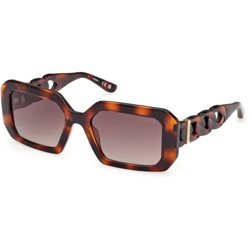 Rechteckige Sonnenbrille mit moderner Kette , Damen, Größe: 54 MM - Guess - Modalova