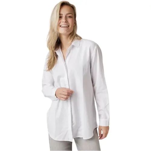 Weiße Bluse mit Kragen und Versteckter Knopfleiste , Damen, Größe: L - Samsøe Samsøe - Modalova