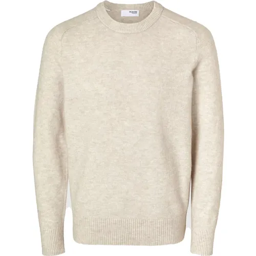 Alpakawolle Raglan Pullover , Herren, Größe: S - Selected Homme - Modalova