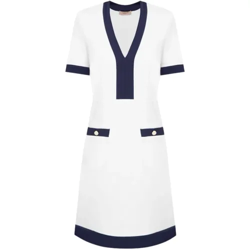 Elegant V-neck Dress with Jewel Buttons , female, Sizes: L - Twinset - Modalova