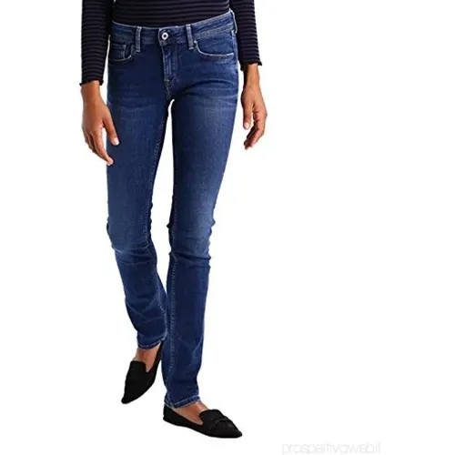 Blaue Elastische Baumwoll Straight Hose , Damen, Größe: W30 - Pepe Jeans - Modalova