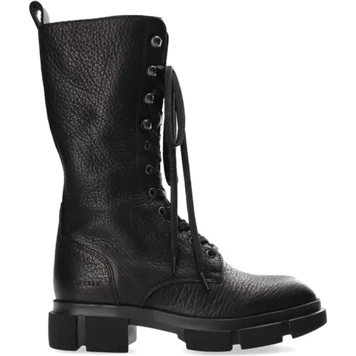Textured Leather Lace-Up Combat Boots , female, Sizes: 3 UK, 5 UK - Copenhagen Studios - Modalova