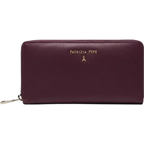 Zip Around Wallet with Golden Fly Decoration , female, Sizes: ONE SIZE - PATRIZIA PEPE - Modalova