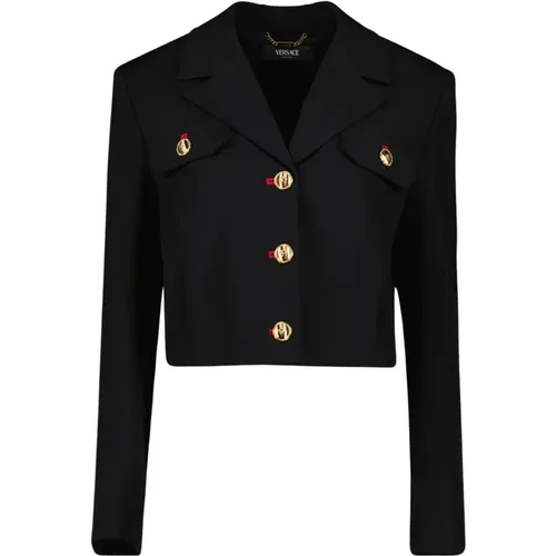 Short Wool Jacket , female, Sizes: S, XS - Versace - Modalova