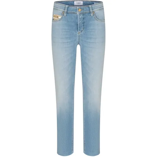 Short Fringed Jeans in Light , female, Sizes: S - CAMBIO - Modalova